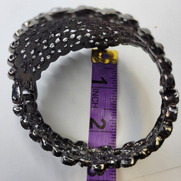 Gorgeous Hematite Rhinestone Wide Cuff Bracelet - Picture 9 of 14